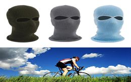 Berets Hats Unisex 2Hole Knitted Ski Mask Balaclava Hat Winter Solid Colour Full Face Cover Neck Gaiter Outdoor Windproof Beanie C6992722