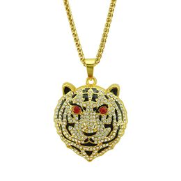 New Necklace Hip Hop Tiger Head Fashion Full Diamond Alloy
