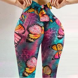 Women's Pants 2024 Summer Sexy Leggings Women Workout Seamless Tights Trousers Fitness Gym Butterfly Print Push Up Yoga Sport