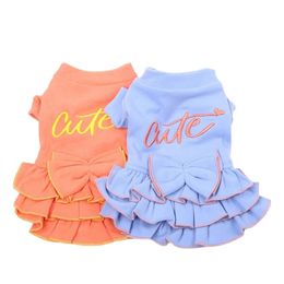 Princess Dog Cat Dress Pet Puppy Hoodie Brushed Elastic Skirt Cute Bow Design 6 Sizes 2 Colours 240516