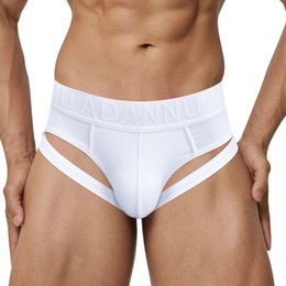 ADANNU New Double Design Sexy Triangle Pants Embossed Belt Underwear Men's Thread Cotton Shorts