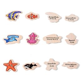 Fishing Toys Montessori Wooden For Children Magnetic Marine Life Cognition Fish Games Parent-Child Interactive Educational Toy 240510