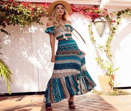 Two Piece Dress Khale Yose Summer 2 Set Women039s Floral Printed Bohemian Skirt Suit Hippie Boho Chic Crop Top Beach Sets Cloth7056437