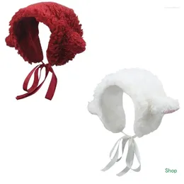 Berets Dropship Cartoon Headbands For Furry Lamb Ear Sheep Cold Winter Po Props