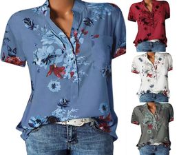 Plus Size Vintage Womens Tops and Blouses Summer Lace Patchwork Floral Printed Short Sleeve Shirt 2018 Tunic Blusas Feminina3079260
