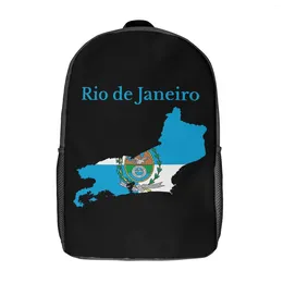 Backpack Rio De Janeiro State Map Flag Brazil 17 Inch Shoulder Vintage Summer Camps Classic Lasting Cosy Infantry Pack
