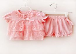Summer Style Baby Girl Set Short Sleeve Cotton Baby Infant Lace Newborn Baby Clothes Infant Clothing Set3218543