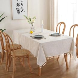 Table Cloth Modern Simple Solid Color Tassel Tablecloth