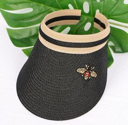 Popular cute bee hats fashion luxury designer summer outdoor beach grass braided casual baseball ball caps for women female9140526