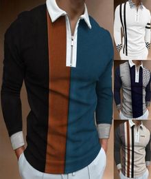 Men039s TShirts Long Sleeve Shirts For Men Clothing Turn Down Collar Shirt Autumn Fasion Mens Clothes Casual Zipper Neck Tshir1962319