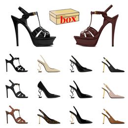 Top Fashion Luxury With Box Sandals Famous Designer Women High Heels Patent Leather Platform Slides Lady Heel Bottoms Party Wedding Suede Classics Leopard Slippers