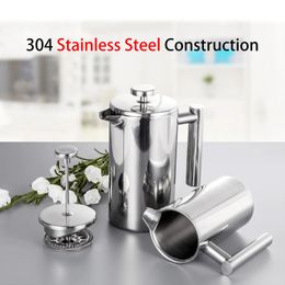 French Press Pot Europeanstyle Philtre Handmade Coffee Pots Doubleayer Brewing Stainless Steel Quality Coffeeware Teaware 240514