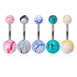 5pcs Acrylic Ball Belly Button Ring for Woman Men Belly Piercing Navel Ring Bar Stainless Steel Belly Stud Sexy Body Jewellery