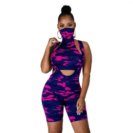 Women's Sexy Camouflage Set With Bandage Mask Beach Coverups For Bathroom Long Dress Female Outfits Summer 2024