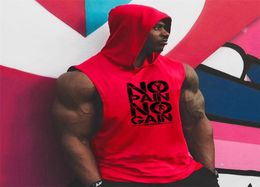 Mens Hooded T Shirt Gyms Clothing Mans Bodybuilding Tank Tops boys Sleeveless Vest Sweatshirt Fitness Workout Sportswear2512212