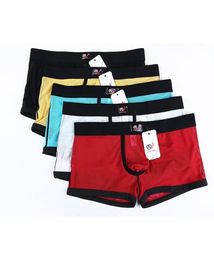 AIIOU Mens Underwear Boxer Shorts 5PCS Sexy See Through Mesh Hole Transparent Erotic Gay Pouch Silk Men Boxer Shorts Underwear3561225