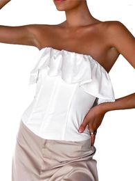 Women's Tanks Women Strapless Y2k Tube Bandeau Top Ruffle Backless Off Shoulder Crop Renaissance Shirt Going Out Trendy Tops
