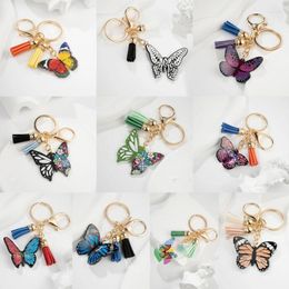 Keychains Fast Reach Sweet Cool Wind Acrylic Colorful Butterflies Tassels Keychain Y2k Niche Retro Bag Pendant Heart Buckle Accessories