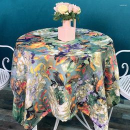 Table Cloth American Style Retro Fabric Oil Painting Dining Mat Household Dust-proof And Anti Slip Rectangular Circular Cover