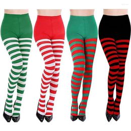 Women Socks Striped Pantyhose Cute Cosplay Elastic Dance Clubwear Stocks Over Knee Cotton High Stockings Christmas
