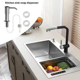 Liquid Soap Dispenser Saponin For Kitchen Sink Rust-Resistant Countertop Cleaner Built-in Dish