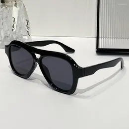 Sunglasses Oversized Double Bridge Retro Black Shades Trendy Pilot Sun Glasses UV400 Eyewear Women Men Y2K