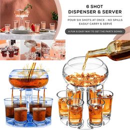 Acrylic 6 S Liquor Dispenser Beer Alcohol Drink Whisky Glass Holder for Bar Home Party Drinking Tools 240510