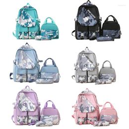 School Bags 3pcs Prints Backpack For Teen Girls Kid Bookbag Lunch Box Pencil Bag Set