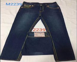 Bleached Blue Straight Jeans Hommes TRUE Denim Pants RELIGION Pocket Deisgn Fashion Brand Jeans Mens Fit Hip Hop C193 D127 E1287635548