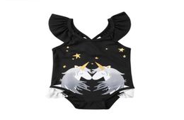 Cute kids swimsuits sleeveless Unicorn print baby girls one piece bikini swimwear 2018 ruffles patchwork 27Y children beachwear2026516988