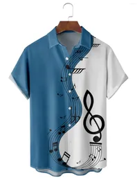 Men's Casual Shirts 3D Printed Musical Note Pattern Shirt For Daily Wear Weekend Outing Summer Large Size Short Sleeve