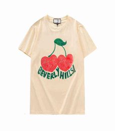 2021s beverly hills Cherry designer tshirt mens fashion clothing short sleeve women Punk print letter embroidery Cat Summer Skate9978447