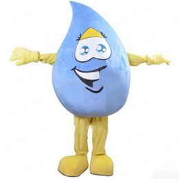 2024 High Quality Blue Rain Drop Mascot Costume Fancy Dress for Men Women Halloween Outdoor Outfit Suit Mascot for Adult Fun Outfit Suit