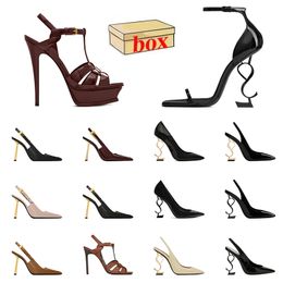 2024 New Fashion Platform Leather High Heels Sandals Famous Designer Women Patent Party Wedding Suede Slides Luxury Classics Lady Heel Slingback Leopard Slippers