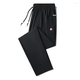 Men's Pants High-quality Ice Silk Business Casual Summer Ultra-thin Breathable Sweat Wicking Quick Drying Straight Leg