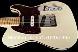 Custom Deluxe Nashville Cream White Blonde Electric Guitar Abalone Dot Inlay, Wine Red Turtle Pickguard & Body Binding