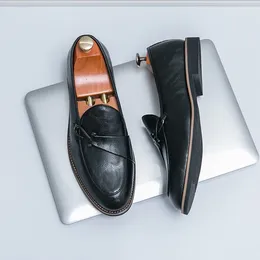 Dress Shoes Black Loafers For Men Fashion Stone Pattern Men's Formal Monk Business Handmade Leather Social Driving