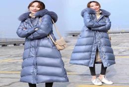 2019 New Winter Women Thick Warm Large Natural Fur Long Coats Ladies White Duck Down Hooded Jackets Casual Loose Parkas C1387481211