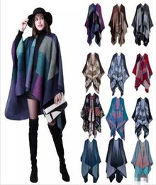 Plaid Poncho Women Vintage Fashion Scarf Wrap Knit Cashmere Scarves Lady Winter Capes jackets Shawl Cardigan Blankets Cloak Coat S2285497