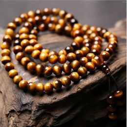 Strand Spiritual Bracelet 108 Beads 6mm-8mm Natural Tiger Eye Stone Beaded Gemstone Men Meditation Jewellery