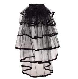 Черная многоуровневая юбка для суеты для женщин для женщин готика викторианской стимпанк Черная перегородка Whiteredpurple3397717