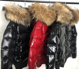 Womens Down jacket fur hood Bright red winter Parkas White duck down coats Black women Down jacket bomber jacket SXL UK SL1244663