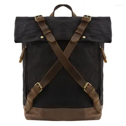 Backpack Male Backpacks Vintage Canvas Leather For Men Waterproof Rucksacks Large Waxed Mountaineering Travel Pack