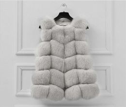 Royal Blue Sleeveless Faux Fur Jacket Coat Fashion Spring Autumn Ladies Long Faux Fur Vest 3XL6857074