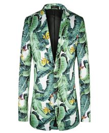 Arrival plus European size 4658 Banana Leaf Pattern Floral Suit Jackets Blazer Festival Printed summer Mens Blazers 2011066944953