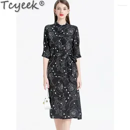 Party Dresses Mulberry Real Silk For Women Clothes 23 Summer In Es Elegant Long Show Thin Print Dress Vestido