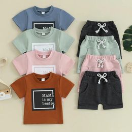 Clothing Sets 0-36months Unisex Baby 2 Piece Outfit Letter Print Short Sleeve T-Shirt And Shorts Set Infant Girls Boys Summer Clothes