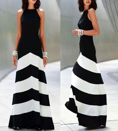 Black and white striped maxi dress womens backless dress summer dresses formal dresses evening Sexy Ladies Stripes Long Maxi Eveni7278746