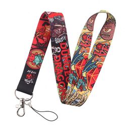 game Dungeons Dragons Keychain ID Credit Card Cover Pass Mobile Phone Charm Neck Straps Badge Holder Keyring Accessories