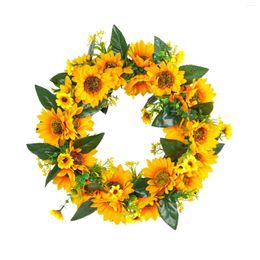 Decorative Flowers Sunflower Wreath Festival Door Decoration Half Circle Outdoor Tag Battery Operated